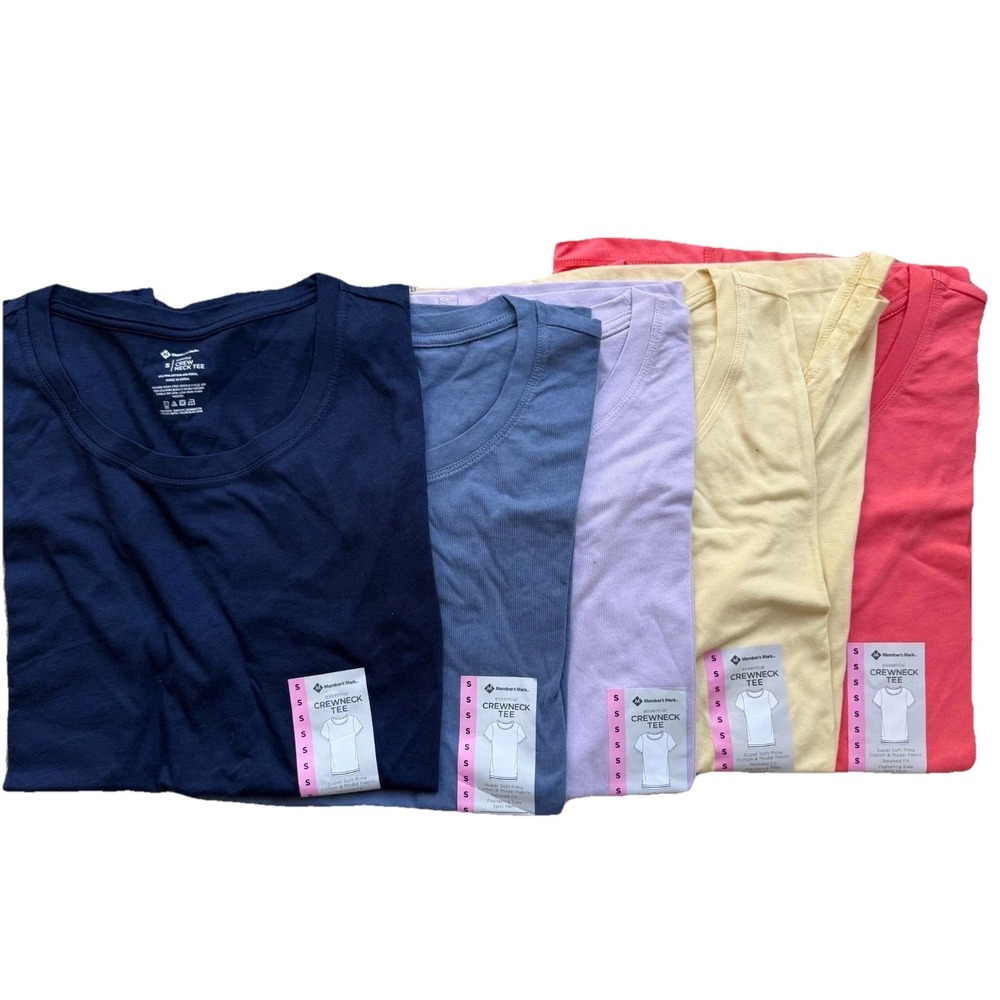 Basic Crewneck Tee 5-Pack Womens S Relaxed Lighweight Spring Summer Essentials
